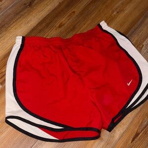 Nike Women's Red and White Athletic Shorts